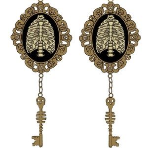Too Fast Key Cameo Earrings Steampunk Goth Tattoo